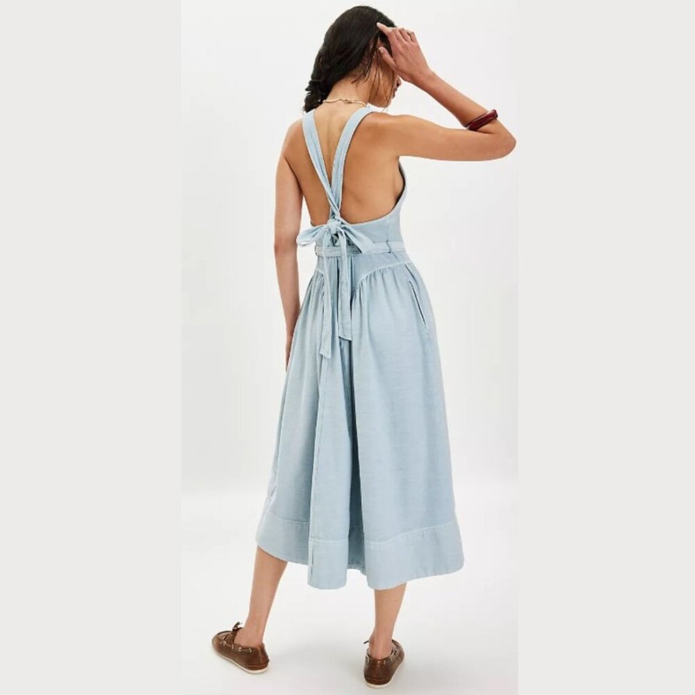 Free People Light Blue Merrick Midi Dress - SZ M - NWT - Picture 2 of 12